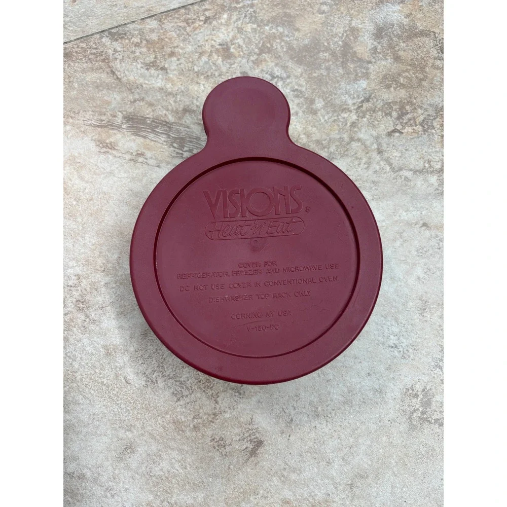 Visions Heat n Eat Amber Glass Dish with Lid Corning V-150-PC 5 inch 15oz